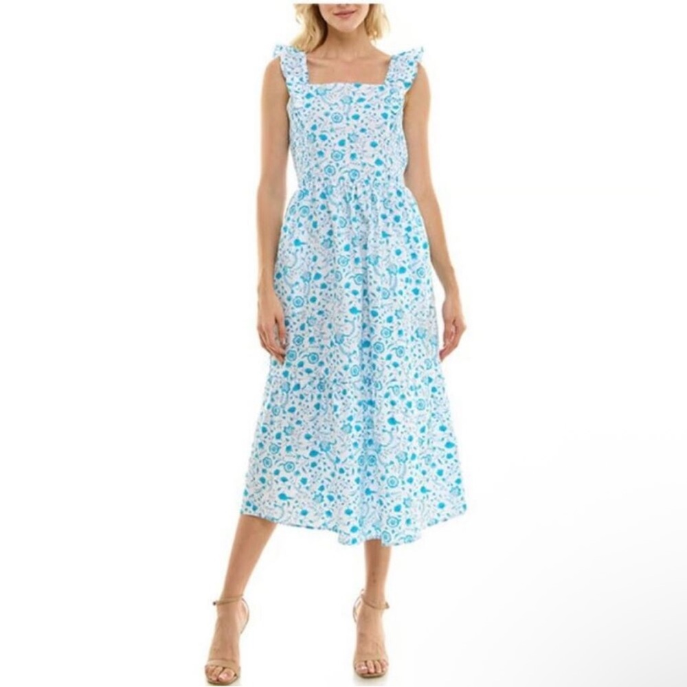 Draper James Cotton Blue Paisley Floral Dress size Large